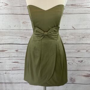 Max Rave khaki strapless dress